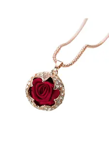 Elegant Rose Flower Pendant Necklace, Unisex Clothing Accessory, Long Chain Sweater Strand, Versatile Fashion Jewelry, Trendy Decorative Charm