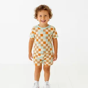 Bamboo Two-Piece Shirt & Short Set Retro Blocks