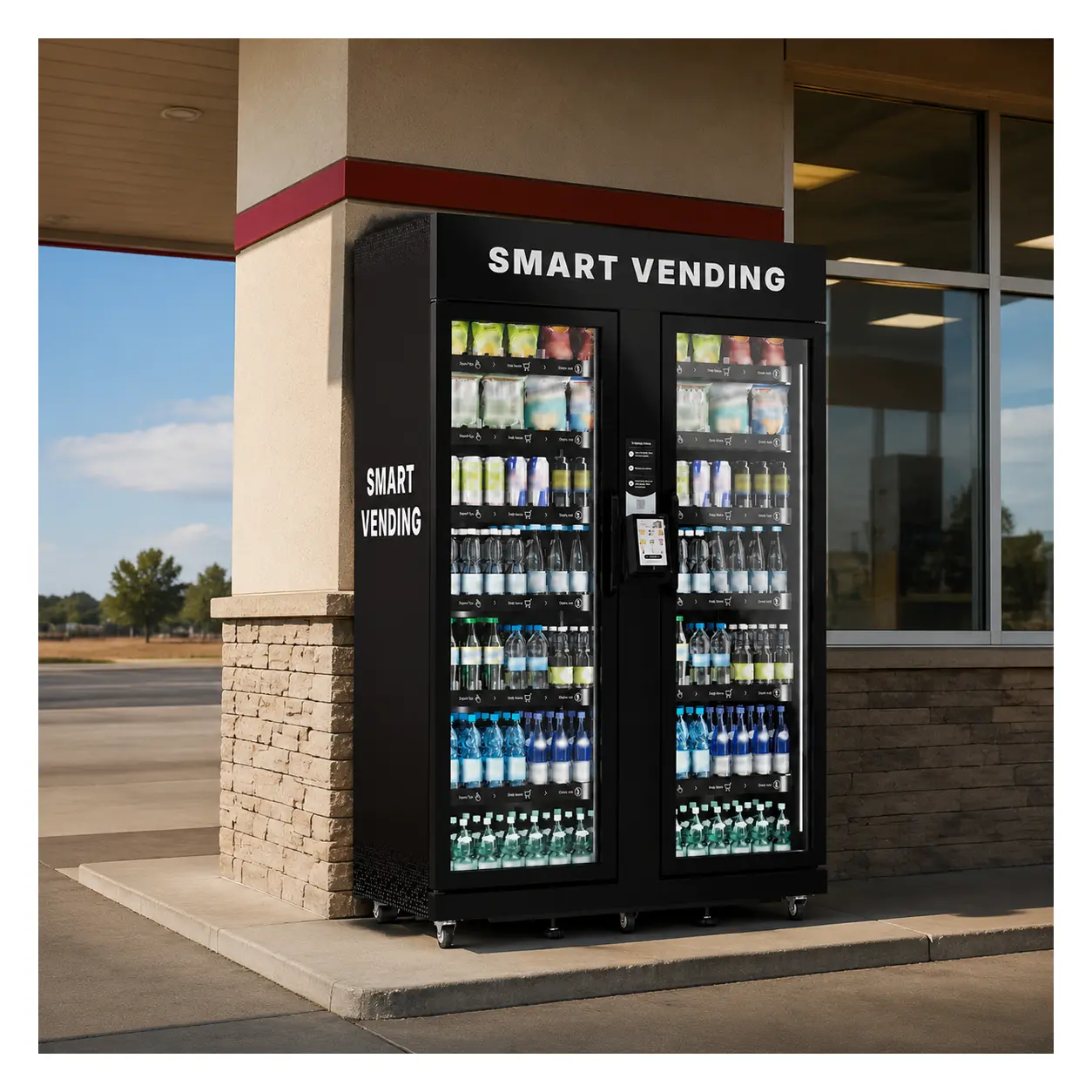 XMAI Ultra Smart Vending Machine 1100L AI Vision Contactless Payment 4G LTE Remote Brightness Temperature Control Inventory