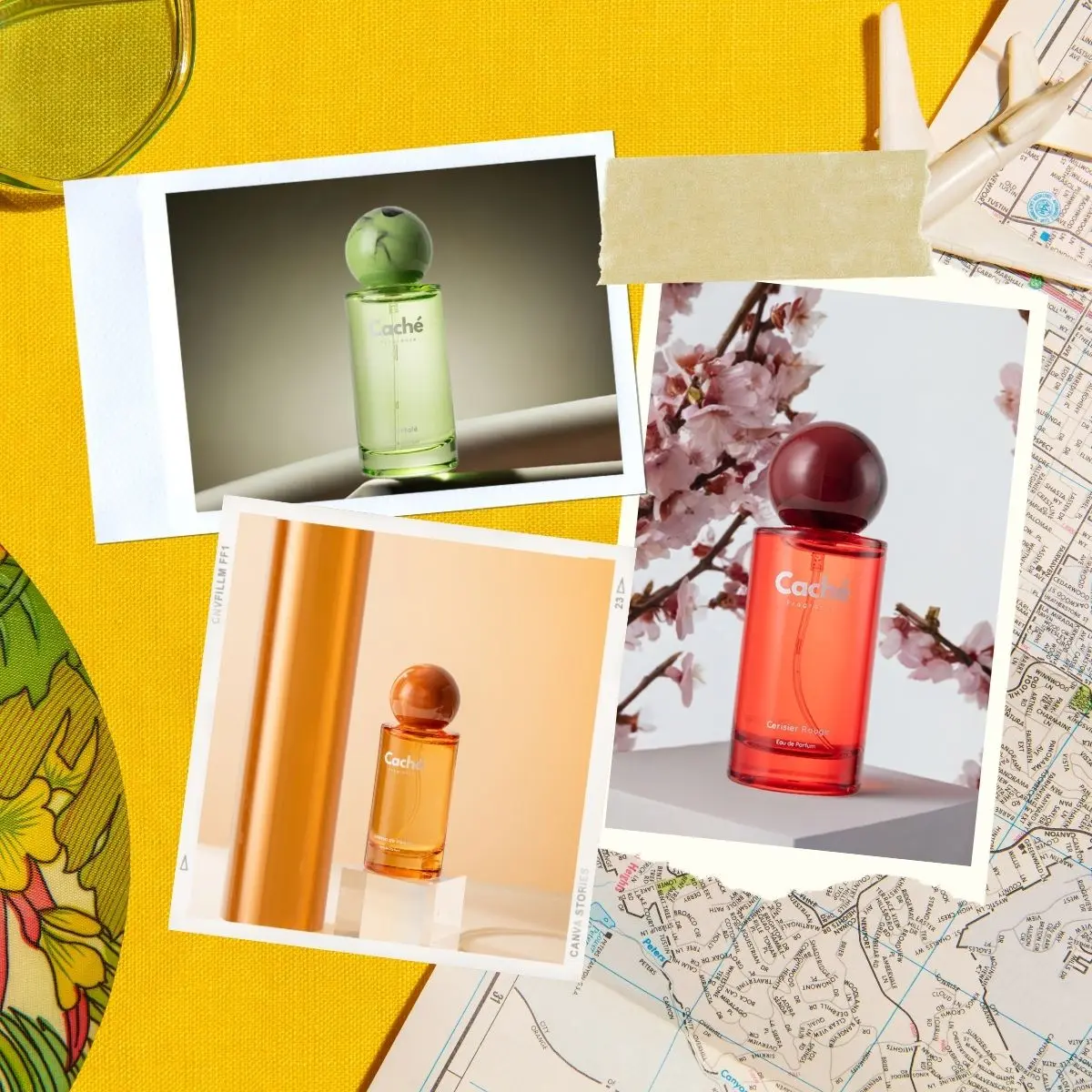 Caché Fragrance | Jasmin de Minuit  + Cerisier Rouge + Santalé | Luxe Jasmine Petal Veil | Eau De Parfum (3 x 1.7oz / 50ml)