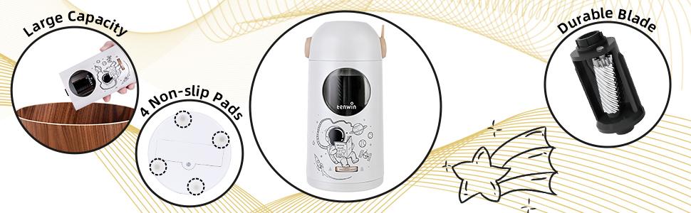 tenwin Fully Automatic Electric Pencil Sharpener for Colored Pencils 7-11.5mm, Durable Blade, Rechargeable, No-Touch Design, Ideal for Home & Classroom Writing Tool Teacher Gift Shavings