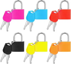 6 Pcs Multicolor Small Luggage Locks with Keys, Mini Locker Lock, Metal Suitcase Locks, Plastic-Covered Copper Keyed Padlock for Locker, Suitcase, Boxes