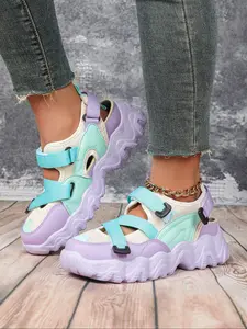 Women's Fashionable Velcro Design Chunky Sandals, Casual Breathable Comfortable Sports Sandals for Outdoor, Female All-match Round Toe Sandals for Daily Wear, Trendy Sandals