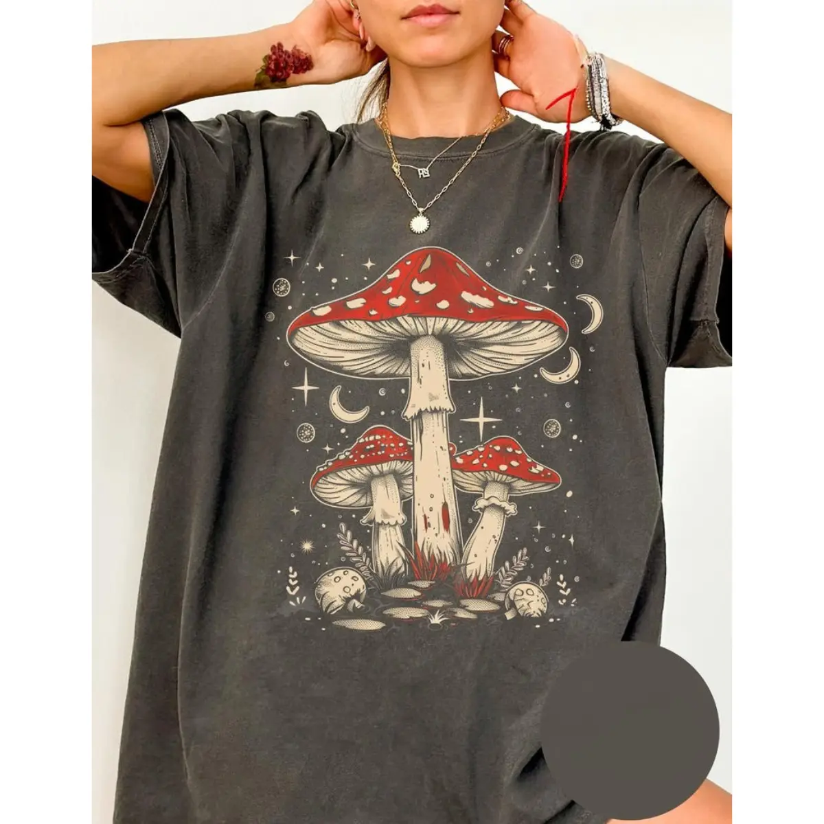 Comfort Colors Retro Celestial Mushroom T-shirt Boho Trendy Tee Sarcastic Mushroom Lover Gift Tee Botanic Garden Lover Gift Idea