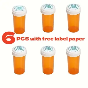 Portable Home Medicine Bottles Set of 6, Includes 12 Free Stickers, Ideal for Travel and Daily Use, Durable Design