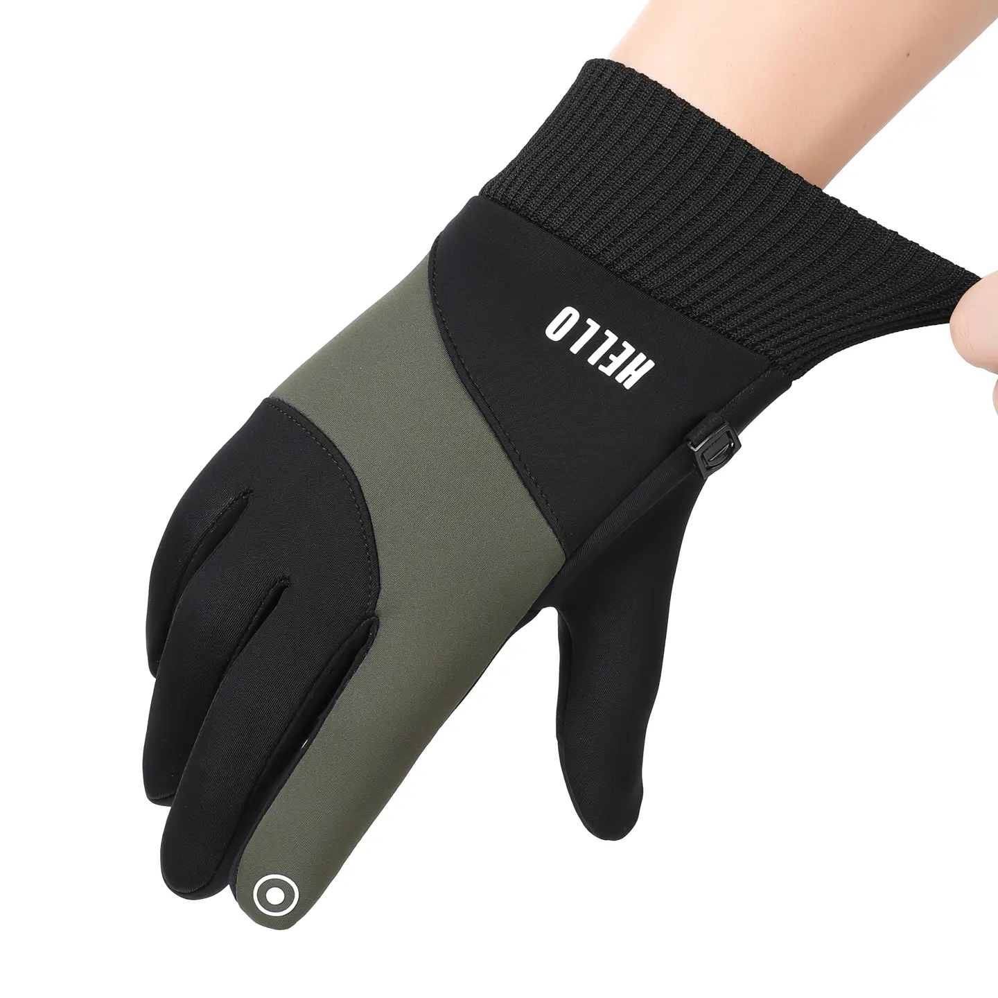 Sports Ribbed Cuff Touch Screen Gloves - Windproof, Color Block Outdoor Gloves for Driving, Running