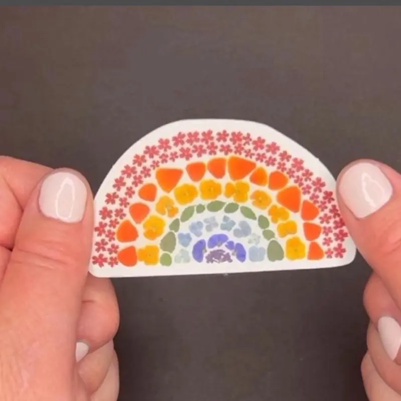 Rainbow Sticker - Vinyl Rainbow Flower Sticker 2” x 3” with Colorful Flower Design. Pride sticker