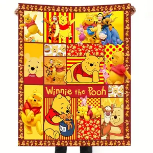 [SummerVibes] DISNEY CLASSIC Winnie the Pooh & Tigger Soft Warm Knit Throw Blanket Flannel Lightweight Cozy Bed Sofa Car Machine Washable Outdoor Travel Gift