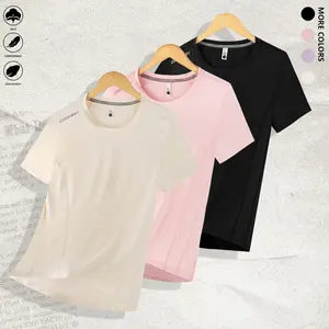 Women's 3-Pack Summer Quick-Drying Short-Sleeve Crewneck Solid Sportswear Top - Dri Fit Shirts, Sweat-Resistant, Breathable, Seamless, Lightweight Activewear Clothing - Tech Women's T-Shirts for Yoga, Gym - Mother's Day Gift Idea