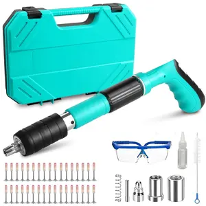 Concrete Nail Gun Kit with 100pcs Nails, 5 Speed Adjustable Manual Steel Nail Gun, Mini Portable Nail Wall Shooting Machine Fastening Tool, Wall Anchor Wire Slotting Device Household Woodworking Starter Kit for Furniture  Home & Pro Use