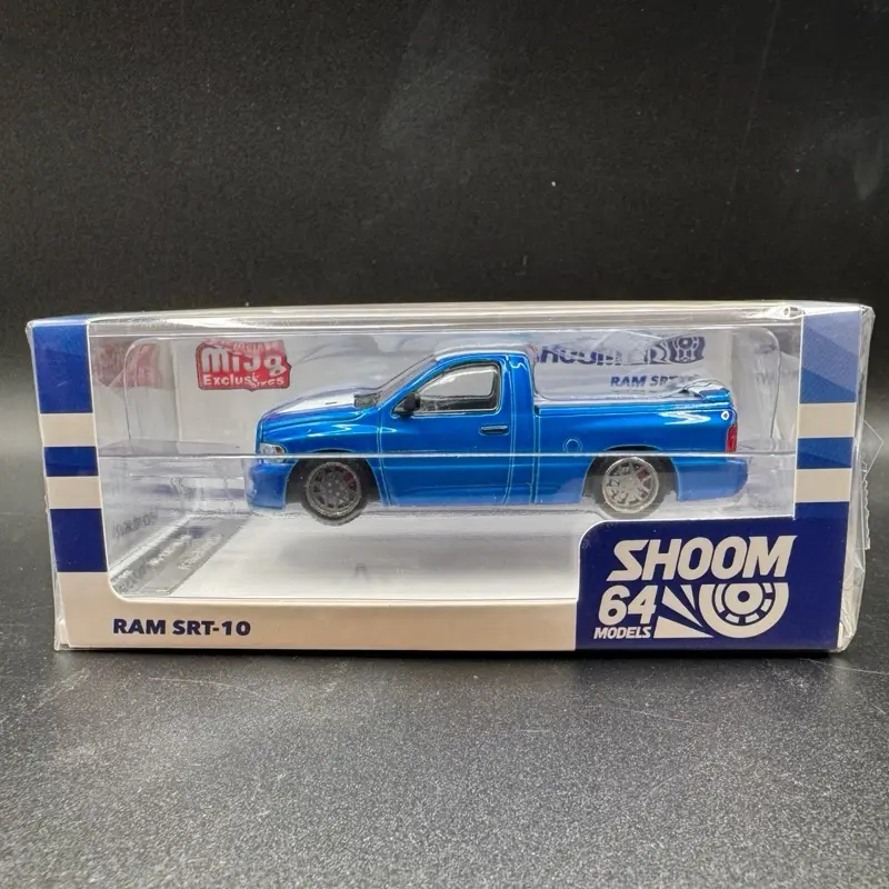 Shoom64 2003 Dodge Ram SRT10 MiJo Exclusives- Electric Blue Pearl with White Stripes - 1/64 Scale Diecast Model by GCD