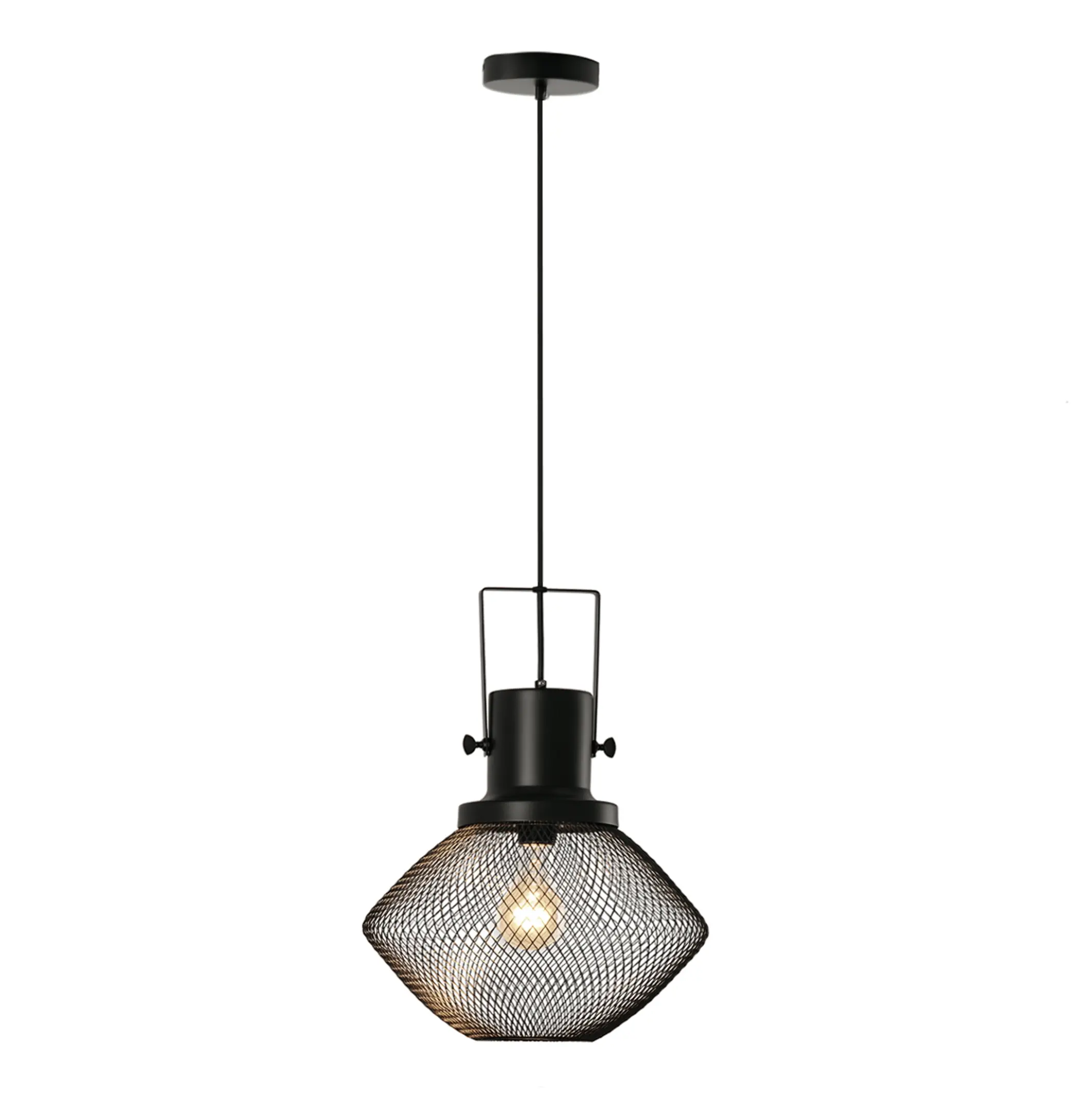 Industrial Pendant Light, Black Chandelier Hanging Lights with Adjustable Chain, Metal Cage Shade Vintage Ceiling Light Fixture for Kitchen Island, Dining Room Default Title