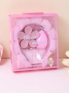 Cute Spa Headband & Wristband Set, Large Flower Hair Claw Clip, Soft Absorbent Makeup Washing Headband, Skincare Face Wash Accessories