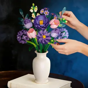 624pcs Eternal Flower Bouquet Assembly Decor, Faux Rose Bouquet, Never Fade Floral Branches, DIY Birthday Gift Toy for Girls, Home Decoration, Diy Fake Flowers