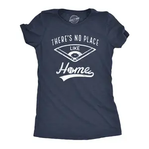 Womens Theres No Place Like Home T Shirt Funny Baseball Saying Graphic Cool Gift Mom Funny Womens T Shirts Cute Vintage Fashion Casual Ladies T-Shirt Gift Sarcastic Tops for Women Funny Baseball Top Women's Navy