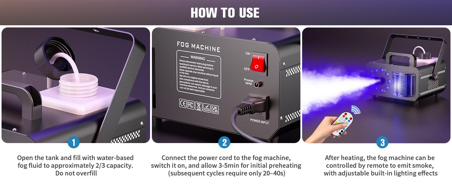 UKING 1200W RGB LED Fog Machine with Remote Control & Magic Ball Light 3-in-1 Smoke and Light Effects for Halloween Christmas and Thanksgiving