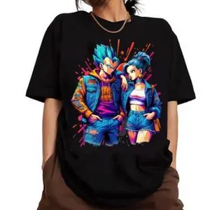 Vegetaa and Bulmaa Couple T-Shirt, Animee T-Shirt Cotton Polyester Womenswear Clothing