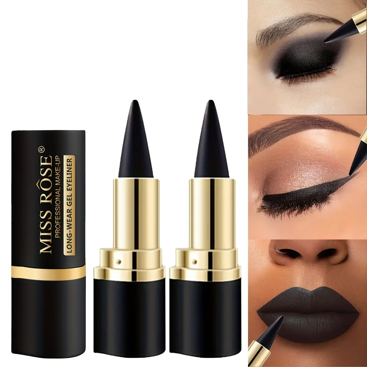 2/3/4PCS Multipurpose Solid Eyeliner Gel Pencil– Highly Pigmented Black Eyeliner & Lip Liner Pencil, Beginner-Friendly, Long-Lasting & Smudge-Proof, G