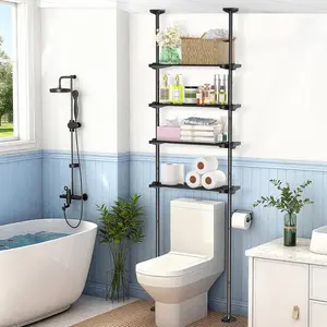 VANCASTLE Over The Toilet Storage Shelf, 4-Tier Bathroom Shelf Organizer, Tension Mounted Space Saver for Versatility - Premium Toilet Rack for Efficient Bathroom Organization