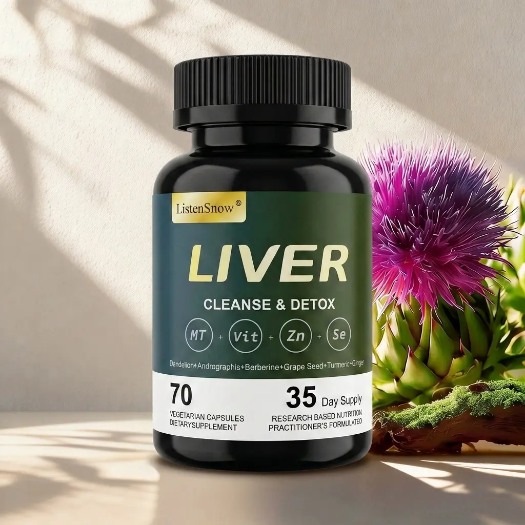 ListenSnow Liver Cleanse & Detox Supplement with 11 Ingredients Milk Thistle Dandelion Turmeric Ginger Beet Zinc Vitamin E Selenium Grape Seed 70 Capsules 35 Day Supply - Springtok