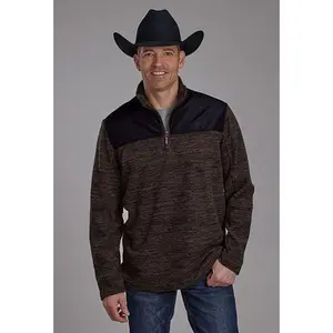 Roper Men's Brown & Black 3/4 Zip Micro Fleece Pullover 0692-6171