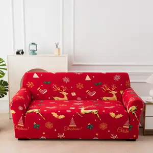 Christmas Elastic Sofa Cover, Sofa Couch Covers, Milk Silk Print Dustproof Couch Protector, Detachable Washable, Multiple Patterns, Fits 1-4 Seater Sofas