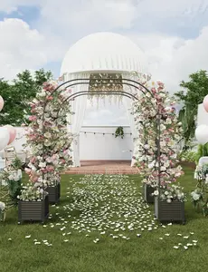 GAOMON Wheel-Enabled Arch Planting Box - Rustproof Garden Arch with Planter, Wedding Decorations, Metal Garden Arbor Trellis & Climbing Plant, 3.9x7.8, 5.9x7.8, or 7.2x7.8Ft