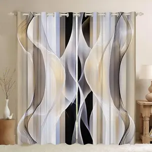 Gold Stripes Window Drapes Abstract Geometric Blackout Curtains Boho Modern Art Curtains for Bedroom Living Room,Geometric Stripe Window Treatments 2 Panels