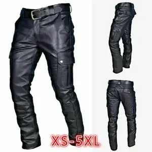 New autumn and winter solid color PU pants, men's casual leather pants(Sheets)