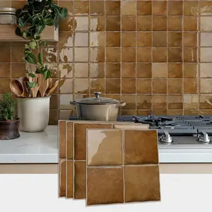 20-Piece Grid Tile Wall Stickers, 6x6 Inch Self-Adhesive Waterproof Design, Pet-Friendly Mould-Proof Home Decor, Kitchen Bathroom Decoration