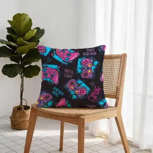 Game Controller Pattern Single-Sided Printed Pillow, 1 Piece Includes Pillow Core, Seasonal Decorative Item, Suitable For Teenagers And Adults, Sofa, Bed, Living Room, Dormitory Scene