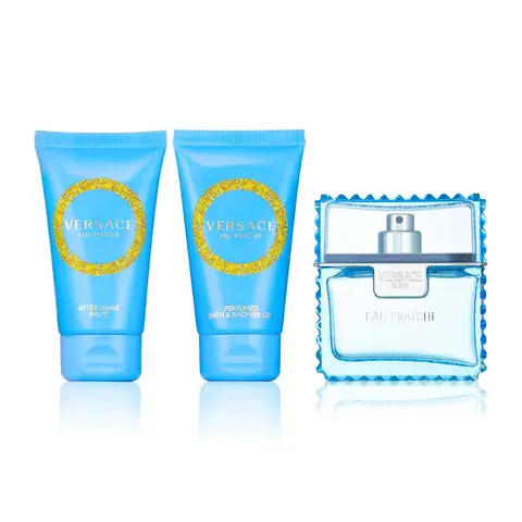 Versace Eau Fraiche Gift Set for Men | 1.7 oz Eau de Toilette Spray, 1.7 oz Shower Gel & 1.7 oz After-Shave Balm | Luxurious Gift for Men