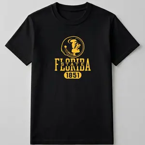 Florida College “FSU Retro Logo” T-Shirt – Black Graphic Tee Featuring Vintage Collegiate Design, Perfect for College Fans and Casual Outfits, Men’s & Women’s Tops