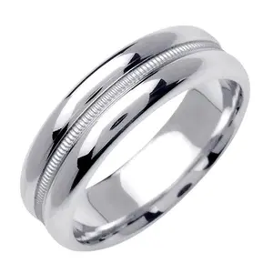 Men's Domed Wedding Band in Platinum 6.5mm