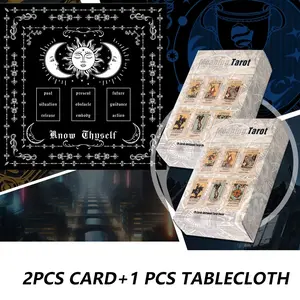 78 Classic Tarot Card Set with Tablecloth, Portable Divination Game, Beginner Multiplayer Tarot Cards, Christmas and Halloween Gift