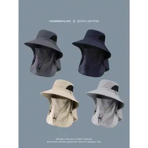 Fashionable UV Protection Sun Hat With Detachable Face Mask, Suitable For Outdoor Activities, Fishing, Hiking, Climbing Breathable  Brim Fishing Hat Wide bucket casual adjustable unisex fit hat-solar windproof design