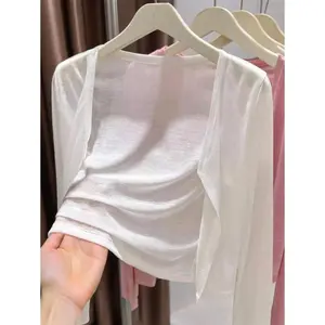 Women'sLightweightCasualCardigan,SummerLongSleeveFabricFitKnitwearWomenswearPolyesterTopsSheer