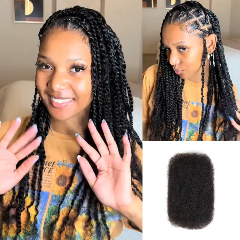 Style Icon Afro kinky Bulk Human Hair Extensions For Braiding Dreadlock Human Hair 1 count 50g Natural Color Bulk Human Hair