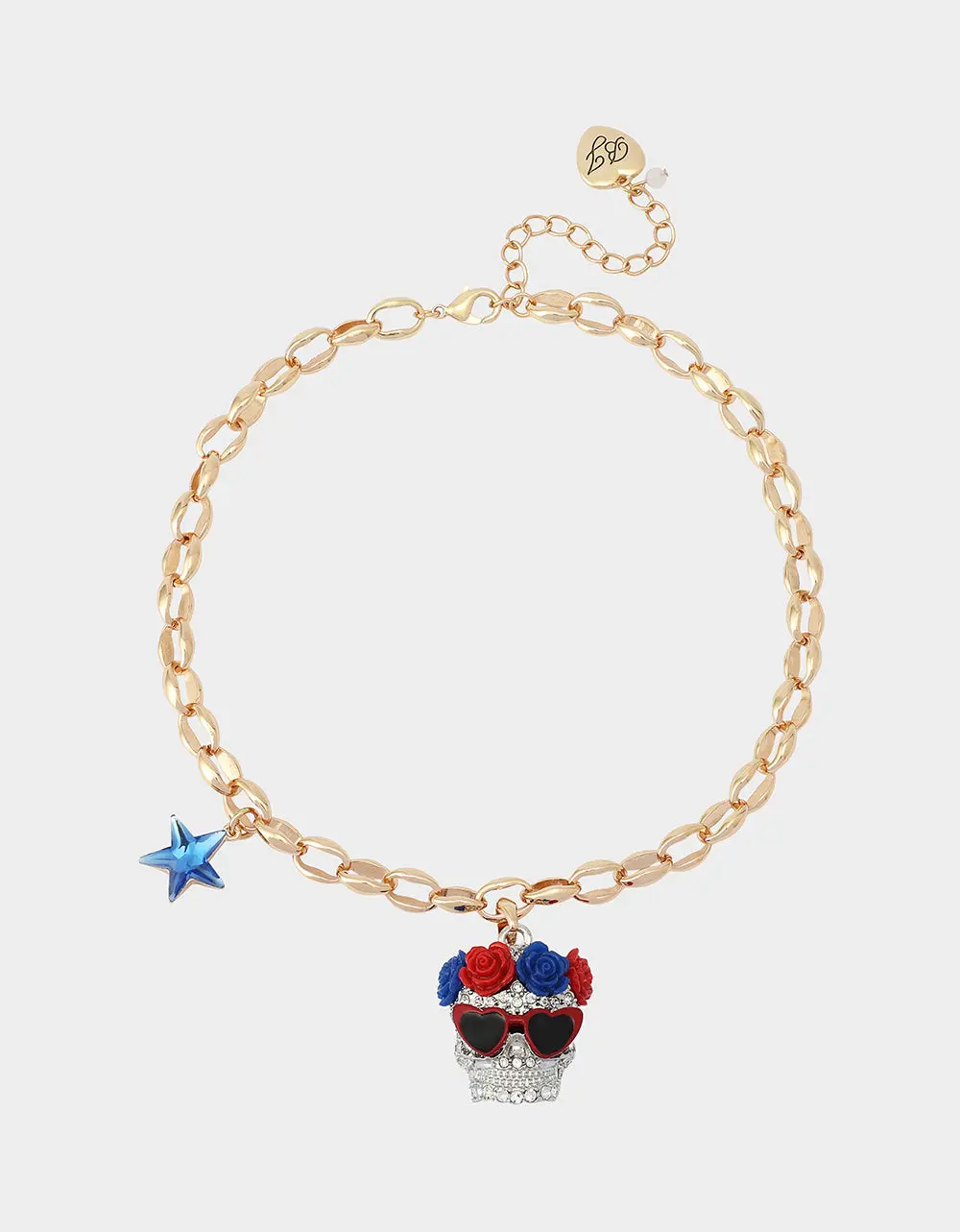 AMERICANA SKULL PENDANT NECKLACE RED
