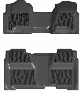 【GARVEE】Heavy Duty Waterproof Floor Mats for 2014-2018 Chevy Silverado/Sierra 1500 and 2015-2019 2500HD/3500HD Crew Cab with 1st Row Bench Seat, Anti-Skid Black Full Set