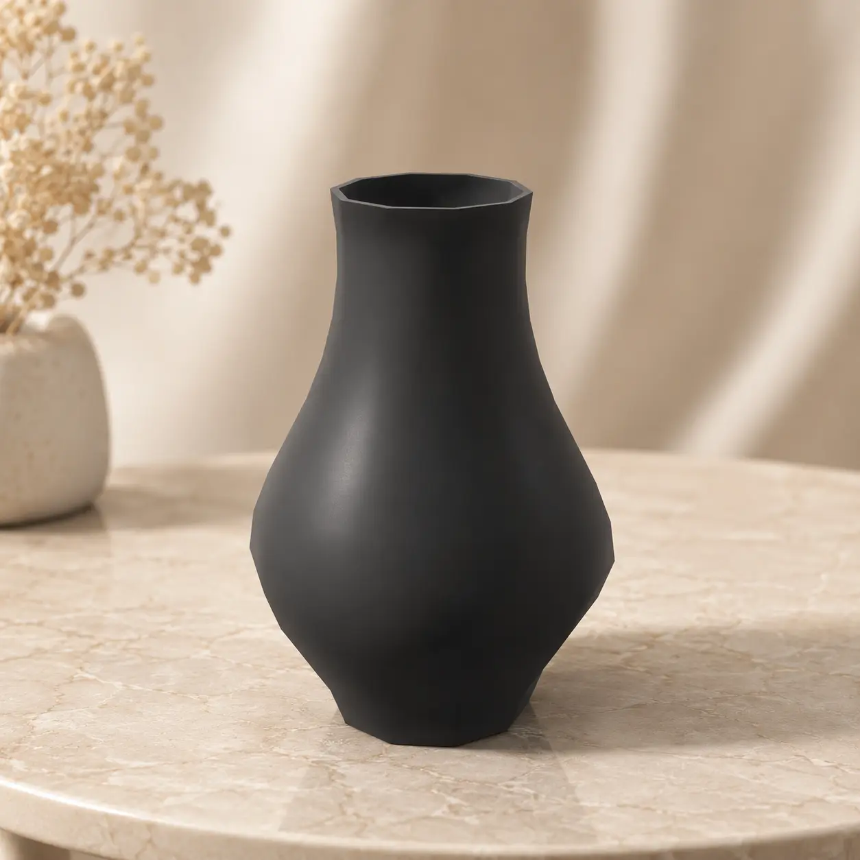 20cm 3D Printed Lightweight Plastic Faceted Geometric Urn - Artistic Design Decorative Vase, Home Decor, Dry Flowers Table Centerpiece, Statement Flower Vase, Decorative Vases