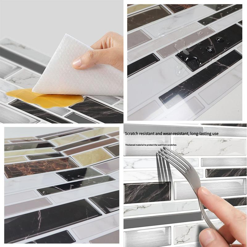 AOZEY Marble Pattern Wall Sticker 26 Pcs Backsplash Stick Tiles Self-adhesive Peel & Stick Kitchen Bathroom Decor Non-toxic Odor-free PVC Decorations