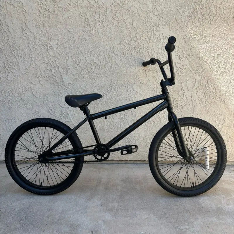 Mike Spinner Pro 20” BMX Bike - Black, Ready to Ride with 4 Pegs, Kickstand, 2 Spare Tubes, 3 Blue Lights, 4 Tech Decks