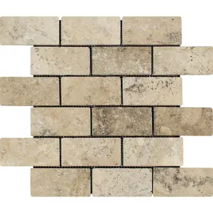 2x4 Tumbled Philadelphia Travertine Brick Mosaic Tile