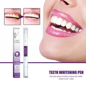 EELHOE V34 Purple Tooth Pen for Oral Cleaning & Stain Removal Brightening Teeth Whitening Essence with Glycerin Water Peppermint Oil for Fresh Breath Dental Care