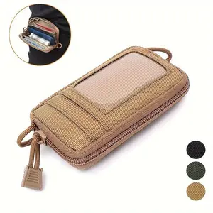 1pc Tactical EDC Pouch - Zipper Belt Bag Multi-Functional Outdoor Wallet and Key Coin Purse with Belt Loop and Earphone Port for Hunting, Camping, and Everyday Carry