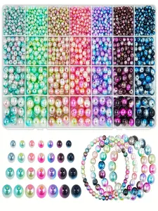 Colorful Imitation Pearl Beads Set, Elegant ABS Pearl Beads Set, Multicolor Pearl Beads, Loose Pearls for DIY Earring Necklaces Bracelet Jewelry Making Beading Making