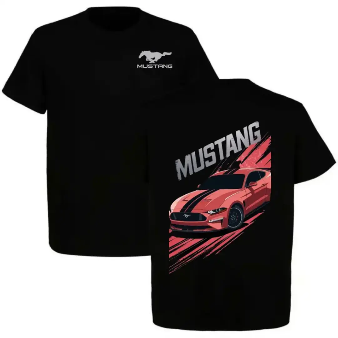 180g[100%cotton][ MADE IN US ] Ford Mustang Sports Car T-Shirt, Modern Muscle Car Graphic Tee, Performance Car Shirt for Men, Made in USA Gift for Drivers