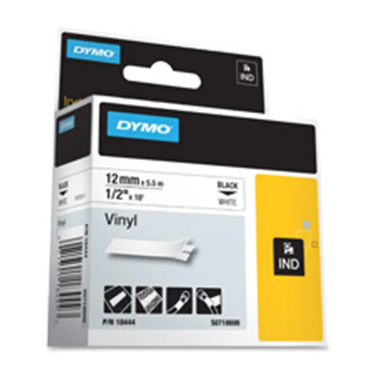 Dymo Industrial White Vinyl Label - 0.38in x 18ft, Outdoor Use, Safety Labeling, Patch Panels & Face Plates (Computers & Office Equipment, Office Equipment Accessory)