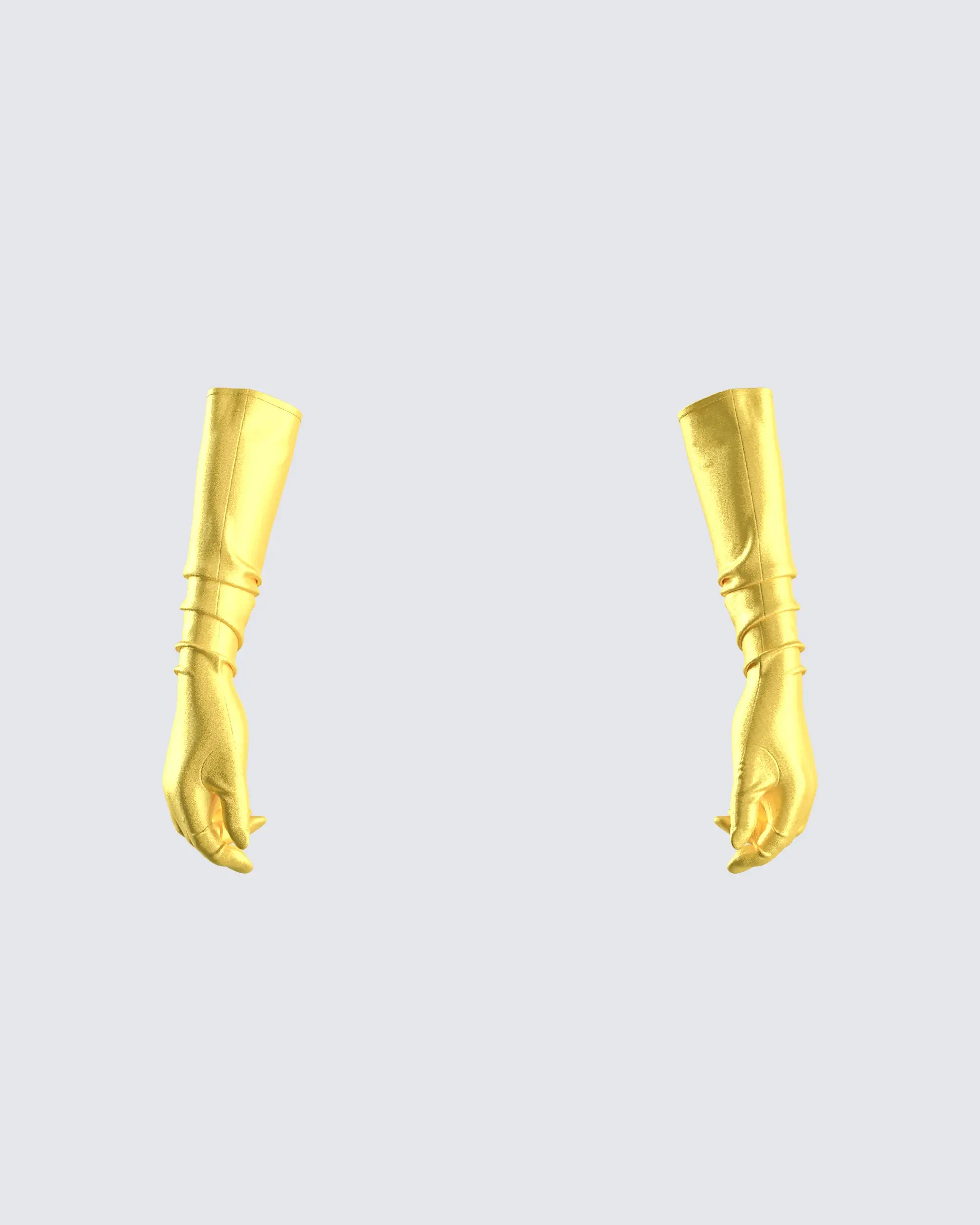 Surya Long Opera Yellow Glossy Satin Gloves, Old Hollywood Style, Ruched Cuffs for Galas-Costume Events